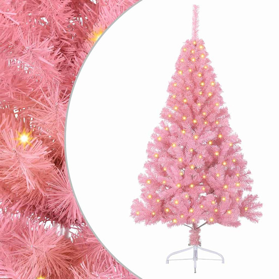 Sapin de noël artificiel pré-éclairé rose 120 cm pvc