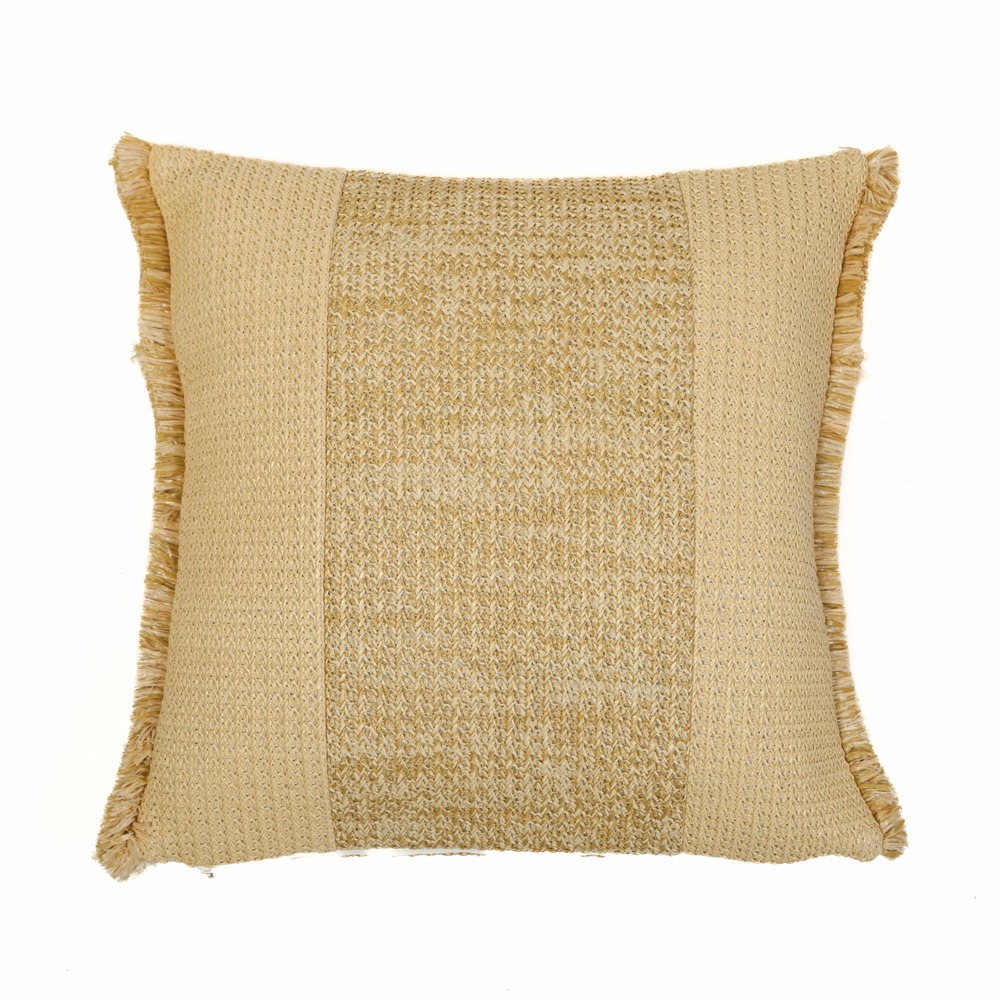 Housse de coussin effet raphia - carré - 45x45cm - à bande