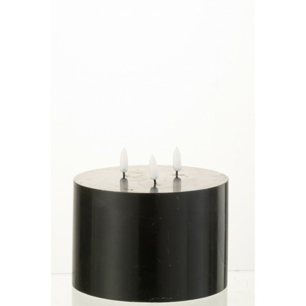 Bougie 3 mèches noir 15x15x10 cm