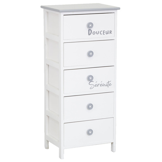 Commode/chiffonnier bois ' sérénité et douceur ' 5 tiroirs