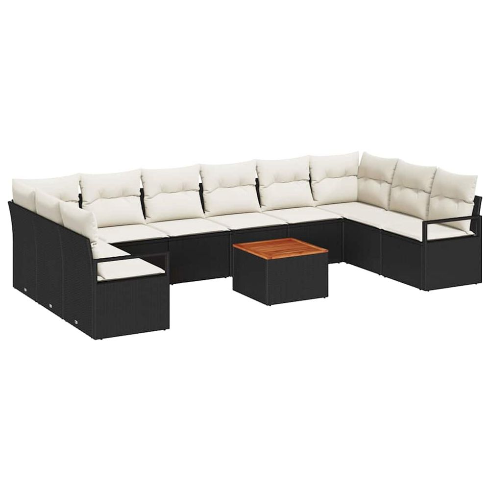 Ensemble de canapé de jardin 11 pc noir polyrotin