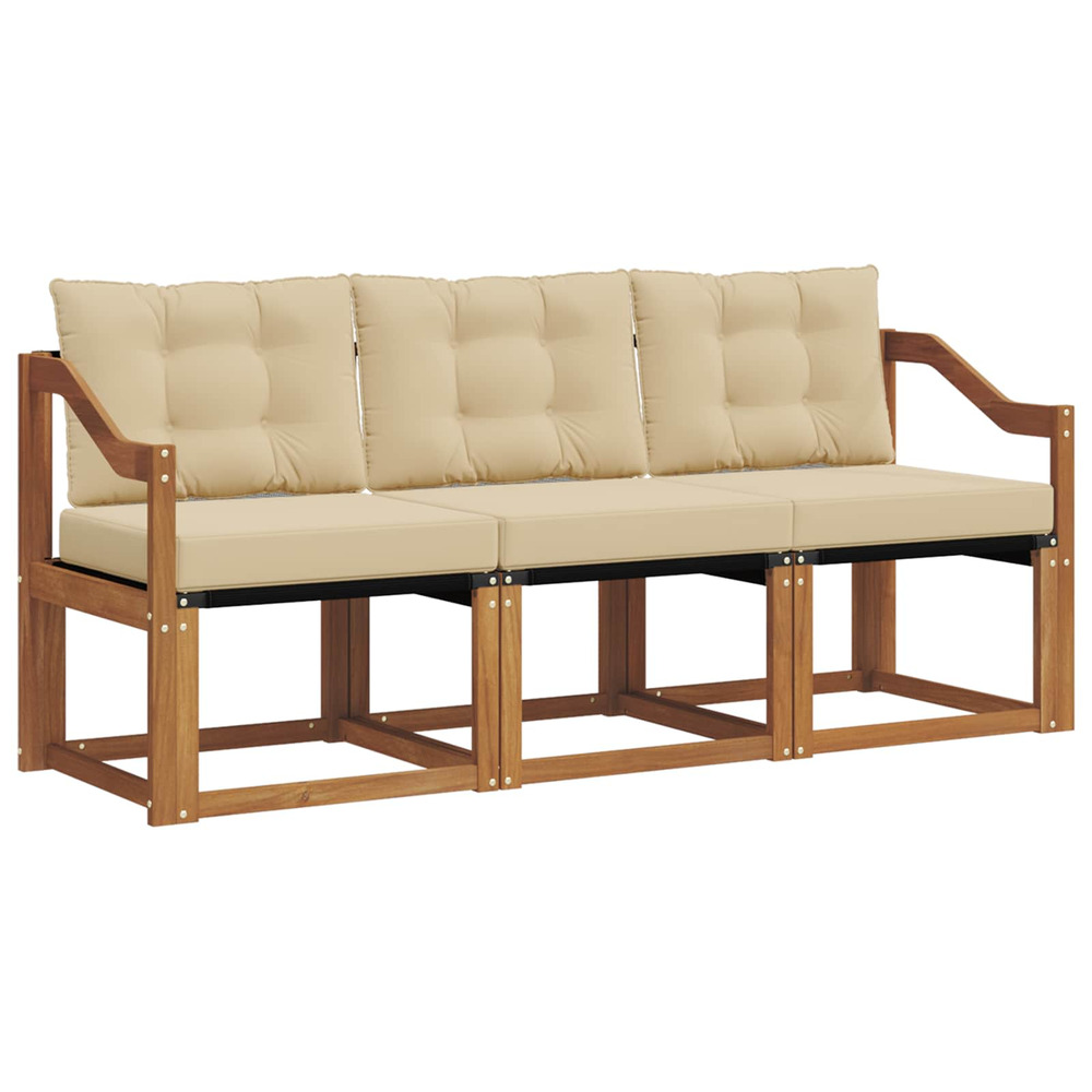 Ensemble de canapés d'extérieur 3 pcs naturel et beige