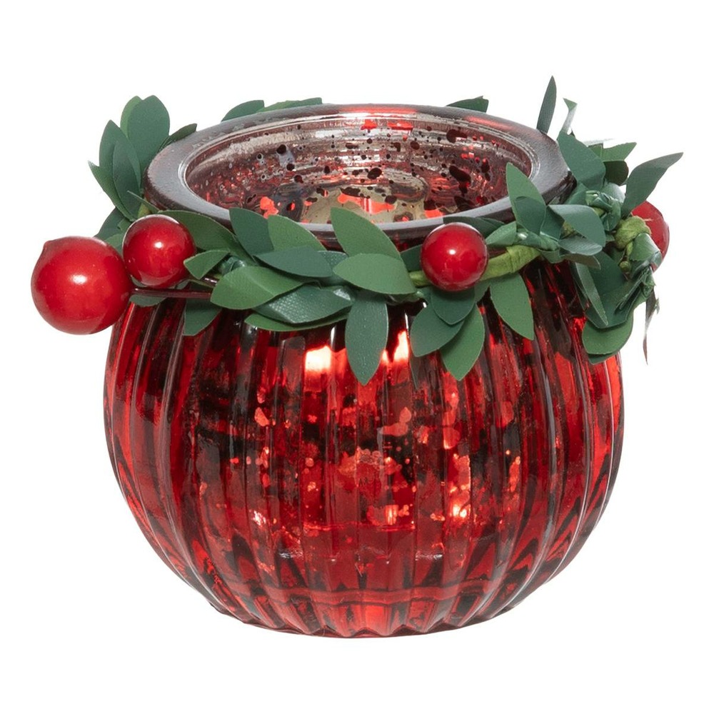 Photophore mercurisé couronne d.6cm assorti