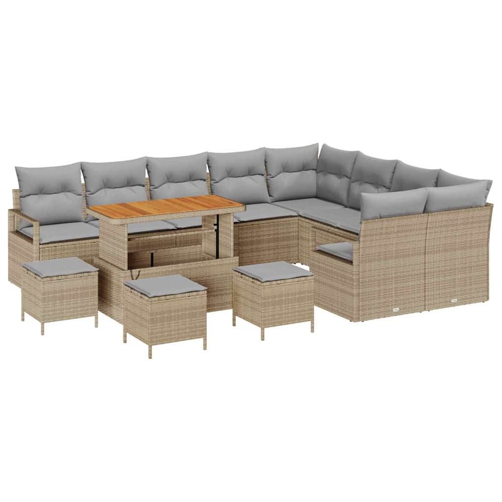 Ensemble de canapé de jardin 13 pc beige polyrotin