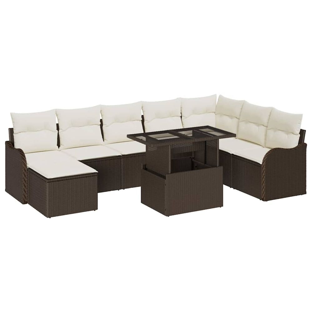 Ensemble de canapé de jardin 9 pc marron