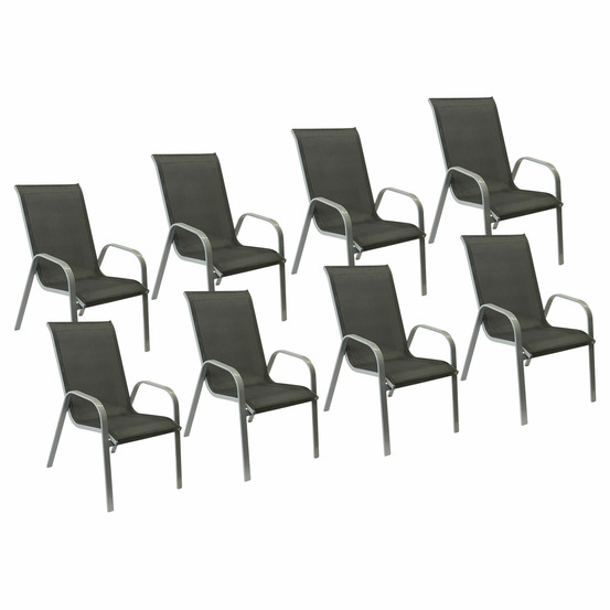 Lot de 8 chaises marbella en textilène gris - aluminium gris