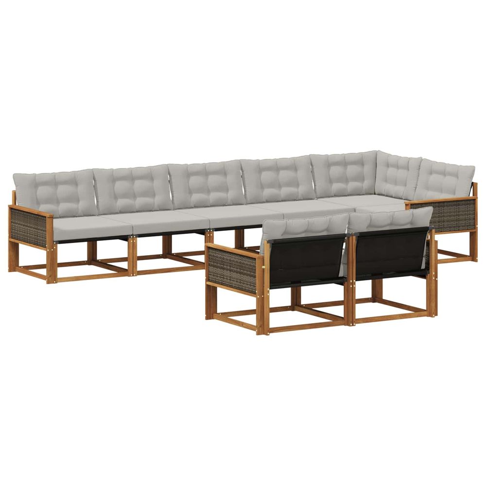 Ensemble de canapés d'extérieur 8 pc naturel et gris clair