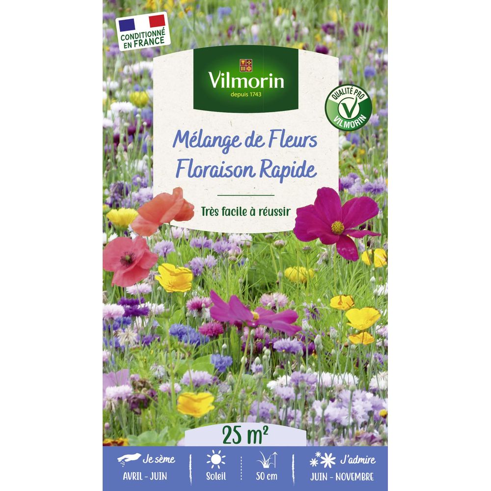 Floraison rapide - 25 m² - mélange de fleurs