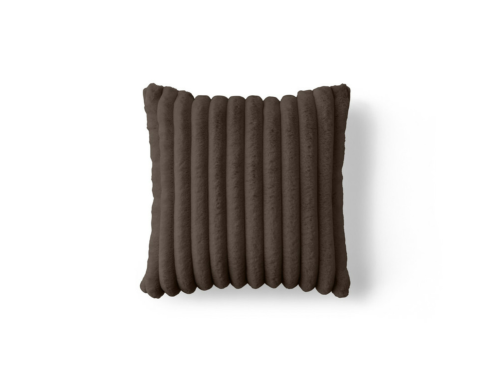 Pampelune - coussin - en fausse fourrure côtelé et velours - 40x40 cm