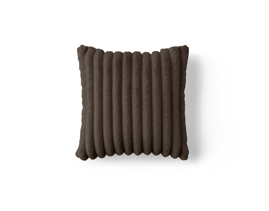 Pampelune - coussin - en fausse fourrure côtelé et velours - 40x40 cm