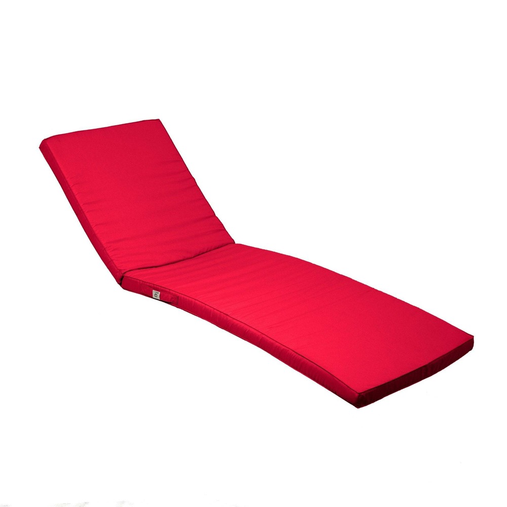 Coussin bain de soleil - matelas pour transat déhoussable - 185x60x5cm - rouge piment