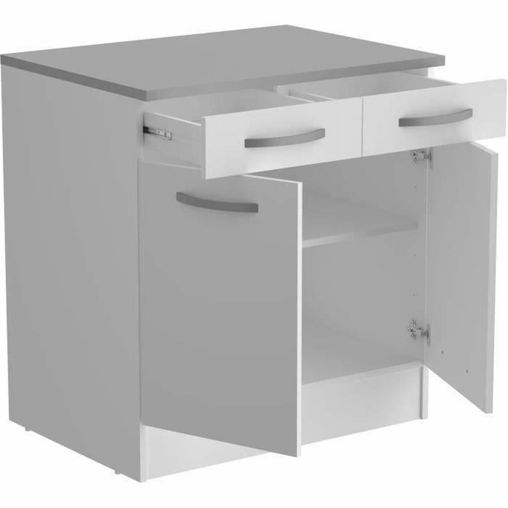 Meuble bas blanc 2 portes + 2 tiroirs 80 x 60 x hauteur 86 cm