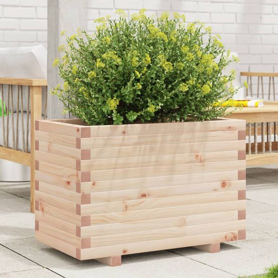 Jardinière rectangulaire bois de pin naturel à peindre 70x40cm balcon