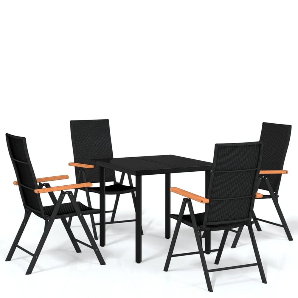 Ensemble à manger de jardin 5 pcs noir