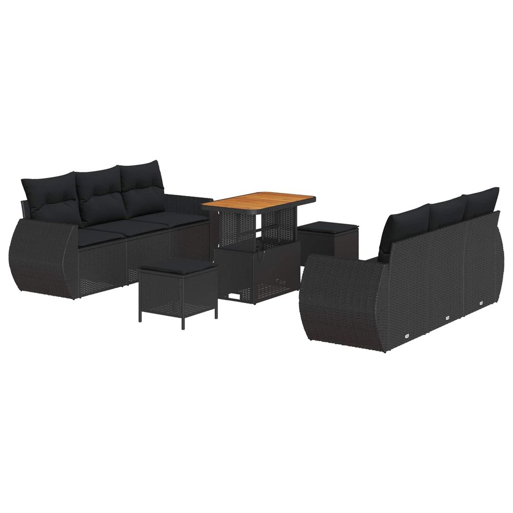 Ensemble de canapé de jardin 9 pc noir polyrotin