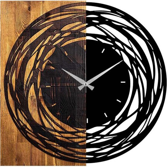 Horloge en bois et métal clock rond