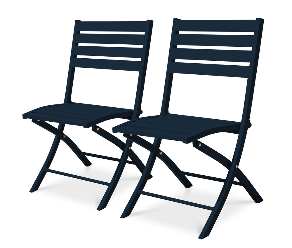 Lot de 2 chaises de jardin marius en aluminium bleu marine