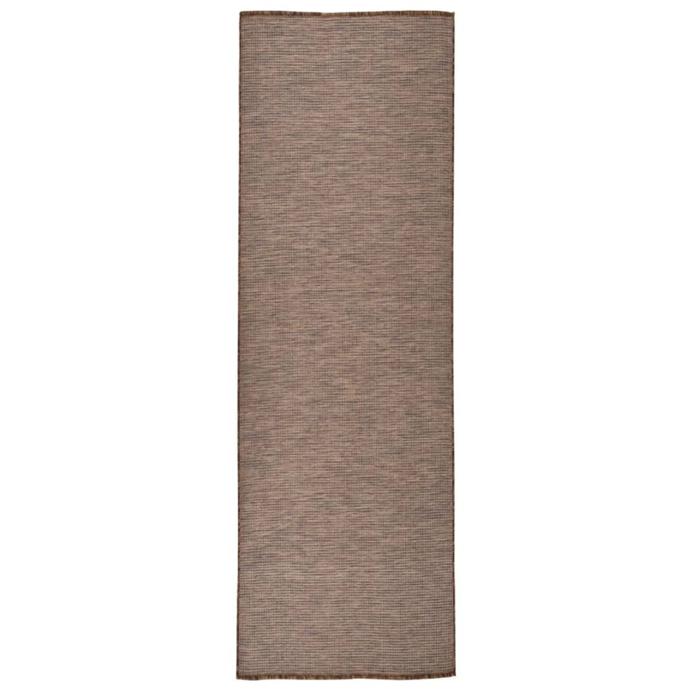 Tapis à tissage plat d'extérieur 80x250 cm marron