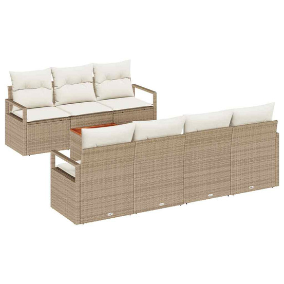 Ensemble de canapé de jardin 8 pcs beige et blanc