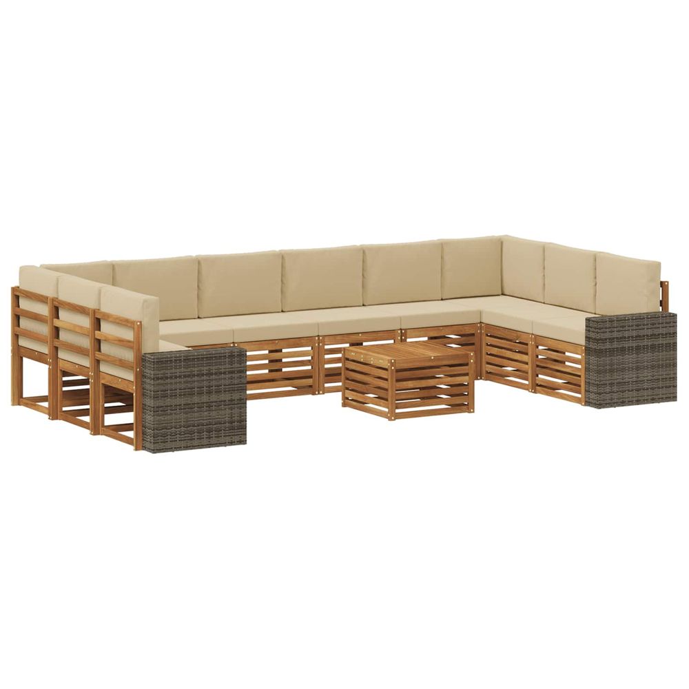 Ensemble de canapés d'extérieur 11 pc naturel et beige