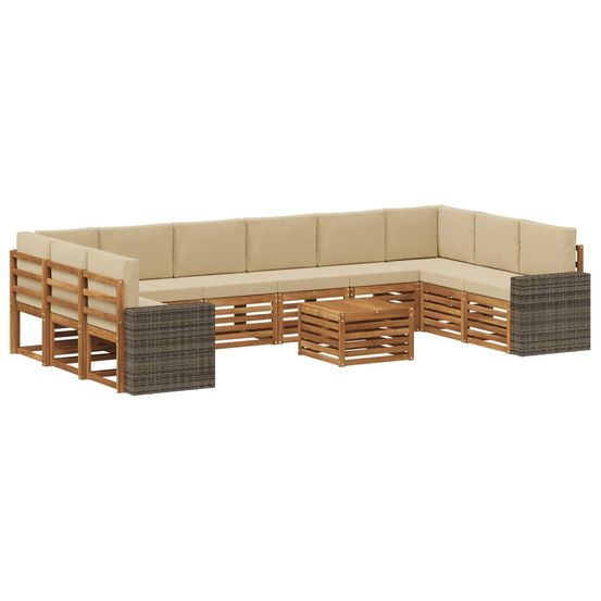 Ensemble de canapés d'extérieur 11 pc naturel et beige