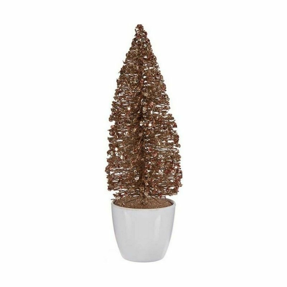 Sapin de noël petit doré bronze plastique 9 x 28 x 9 cm h