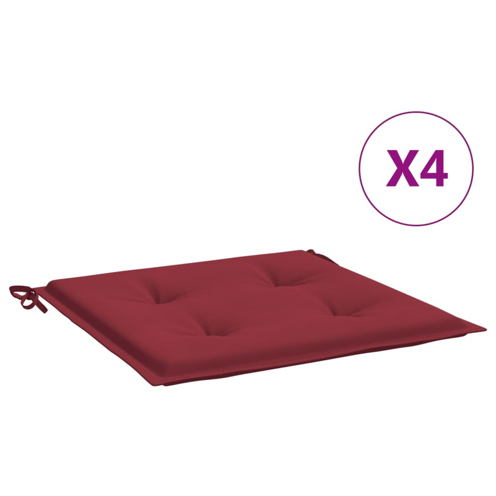 Coussins de chaise de jardin lot de 4 rouge bordeaux 50x50x3 cm