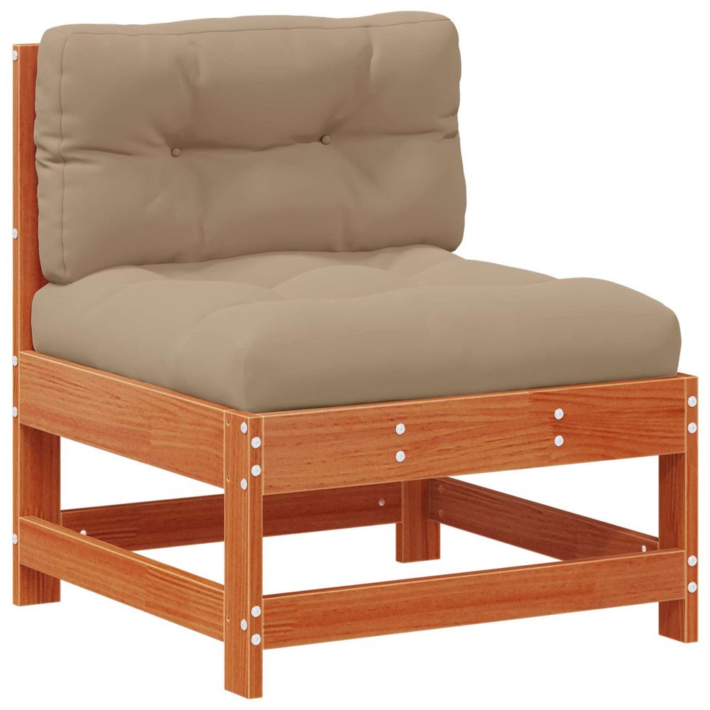 Sofa de jardin milieu bois de pin massif brun cire