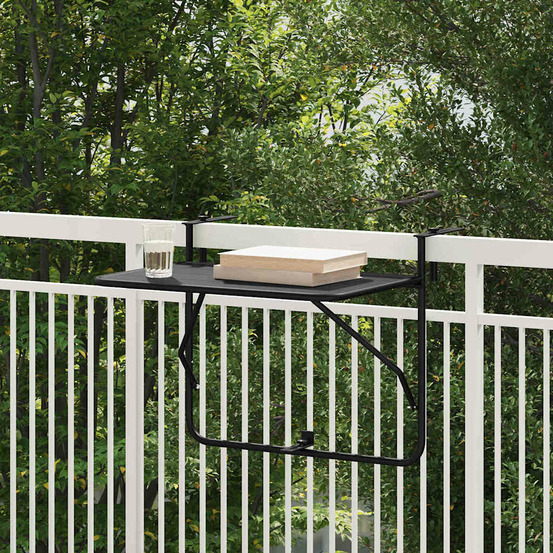 Table suspendue de balcon noir 60 x 39 x 65 cm acier