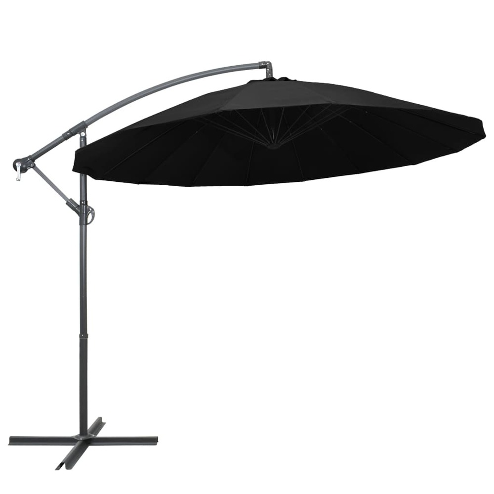 Parasol d'extérieur suspendu 3 m mât en aluminium noir