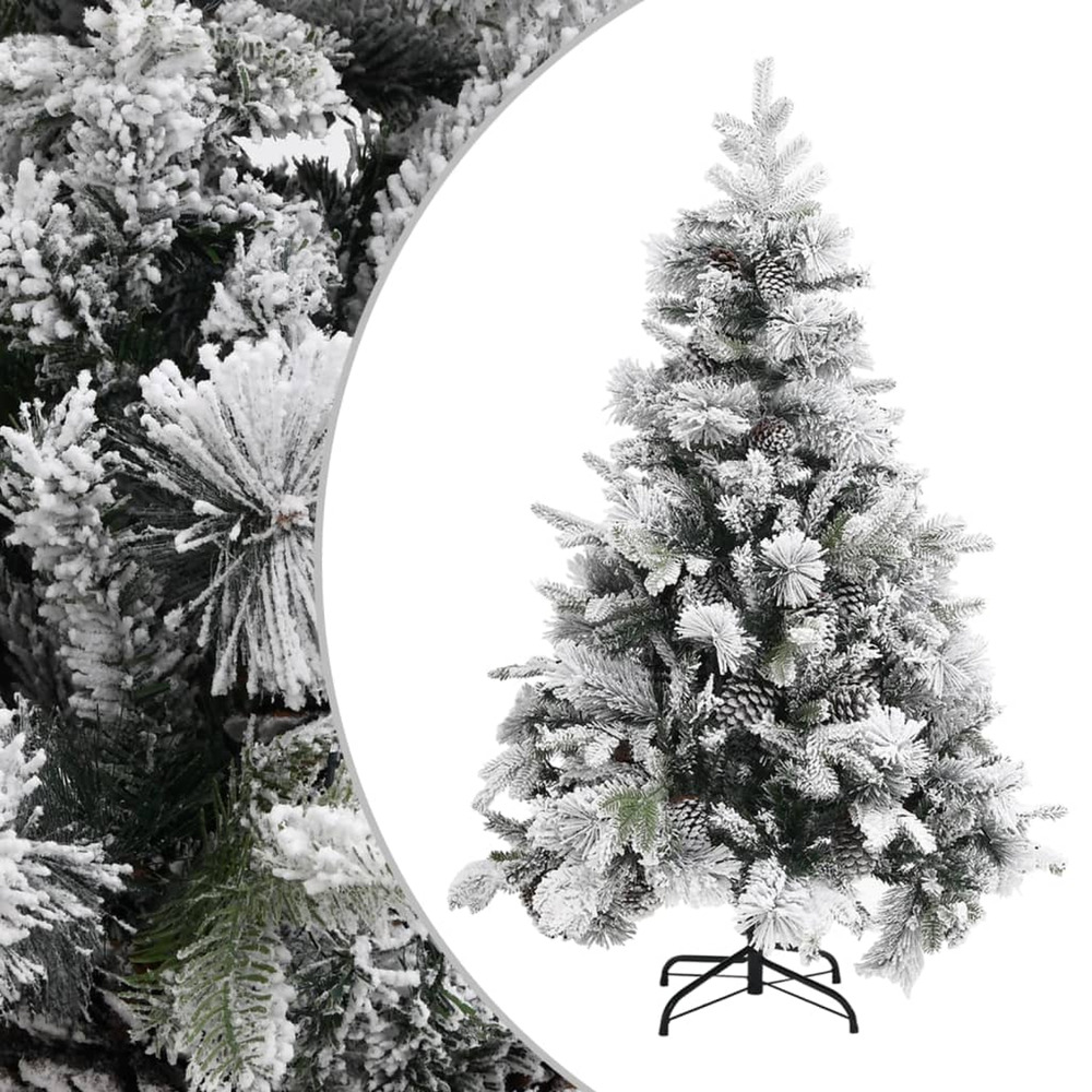 Sapin de noël à flocons de neige et pommes de pin 150 cm pvc/pe