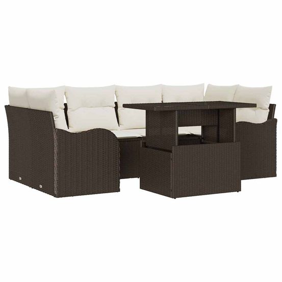 Ensemble de canapé de jardin 7 pc 6-nombre de places marron