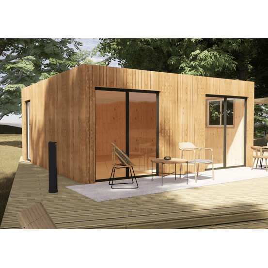 Bureau de jardin ossature bois en bois 5,5 x 5,7 x 2,7 m avec plancher isolé