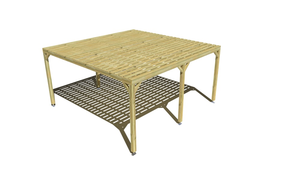 Pergola bois • 5m x 5m • indépendante • sens profondeur • platelage bois • livraison comprise