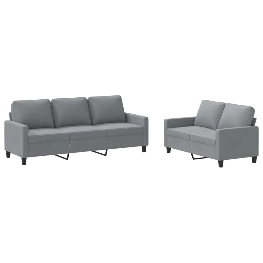 Ensemble de canapés 2 pcs avec coussins gris clair tissu