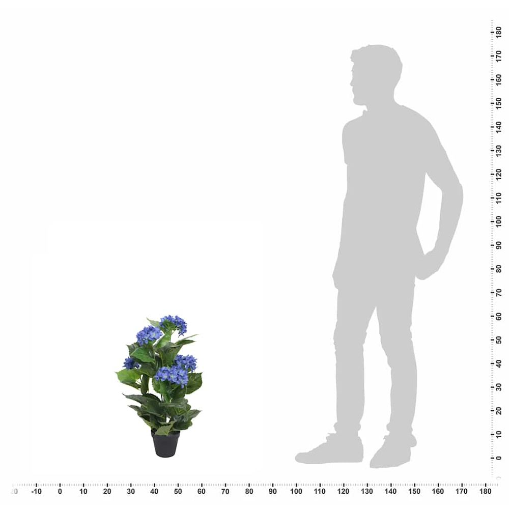 Plante hortensia artificielle avec pot 60 cm bleu