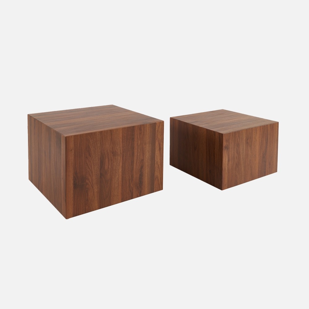 Lot de 2 tables basses carrées décor bois - sylva