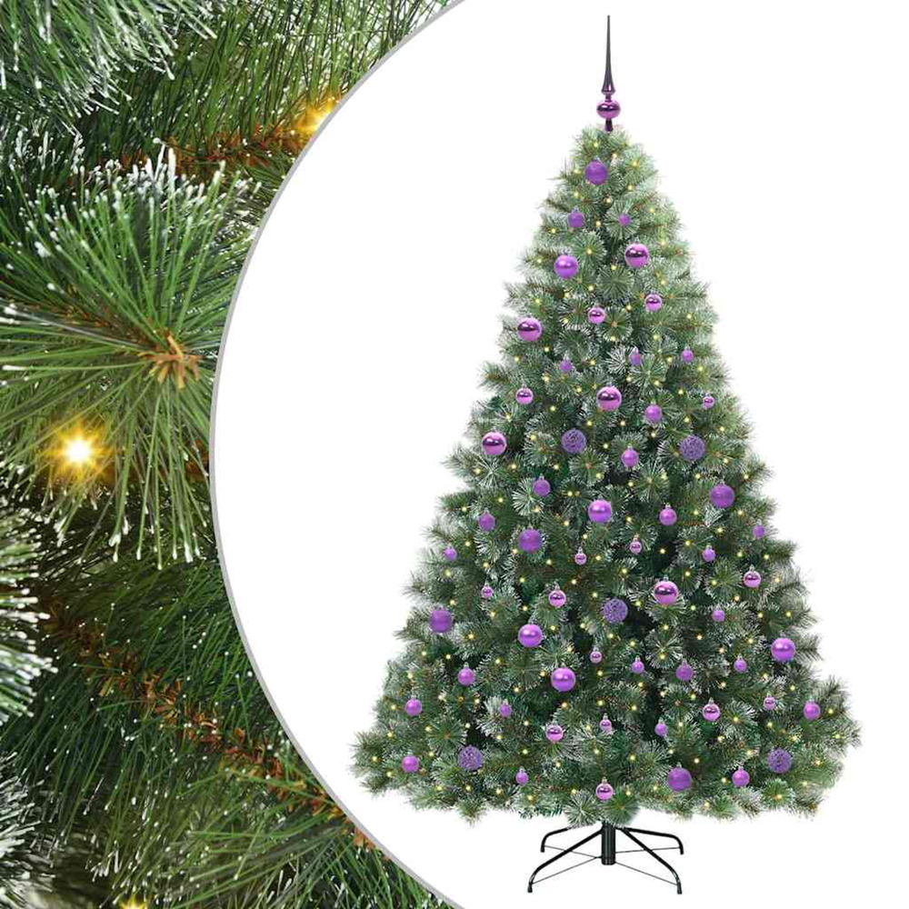 Sapin de noël artificiel avec 300 led vert 180 cm pe et pvc