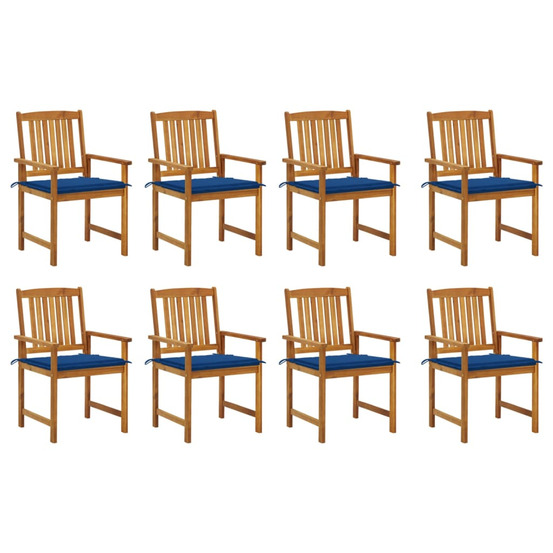 Chaises de jardin avec coussins lot de 8 bois d'acacia solide