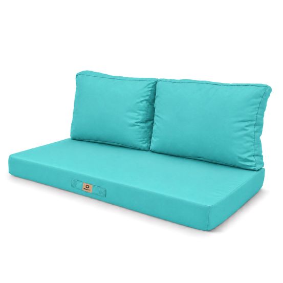 Coussins pour salon de jardin déhoussable 100x50cm bleu caraïbes