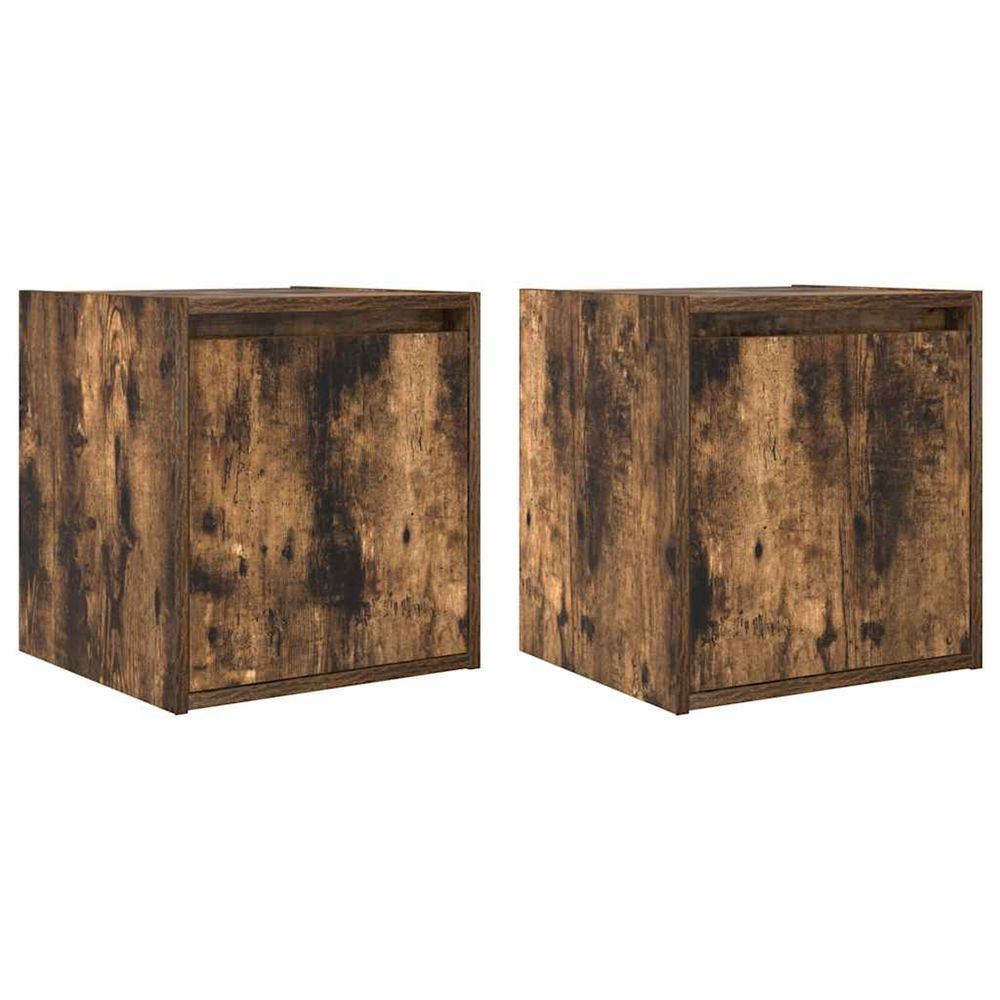 Tables de chevet murales 2 pcs chêne fumé 38x34x40 cm