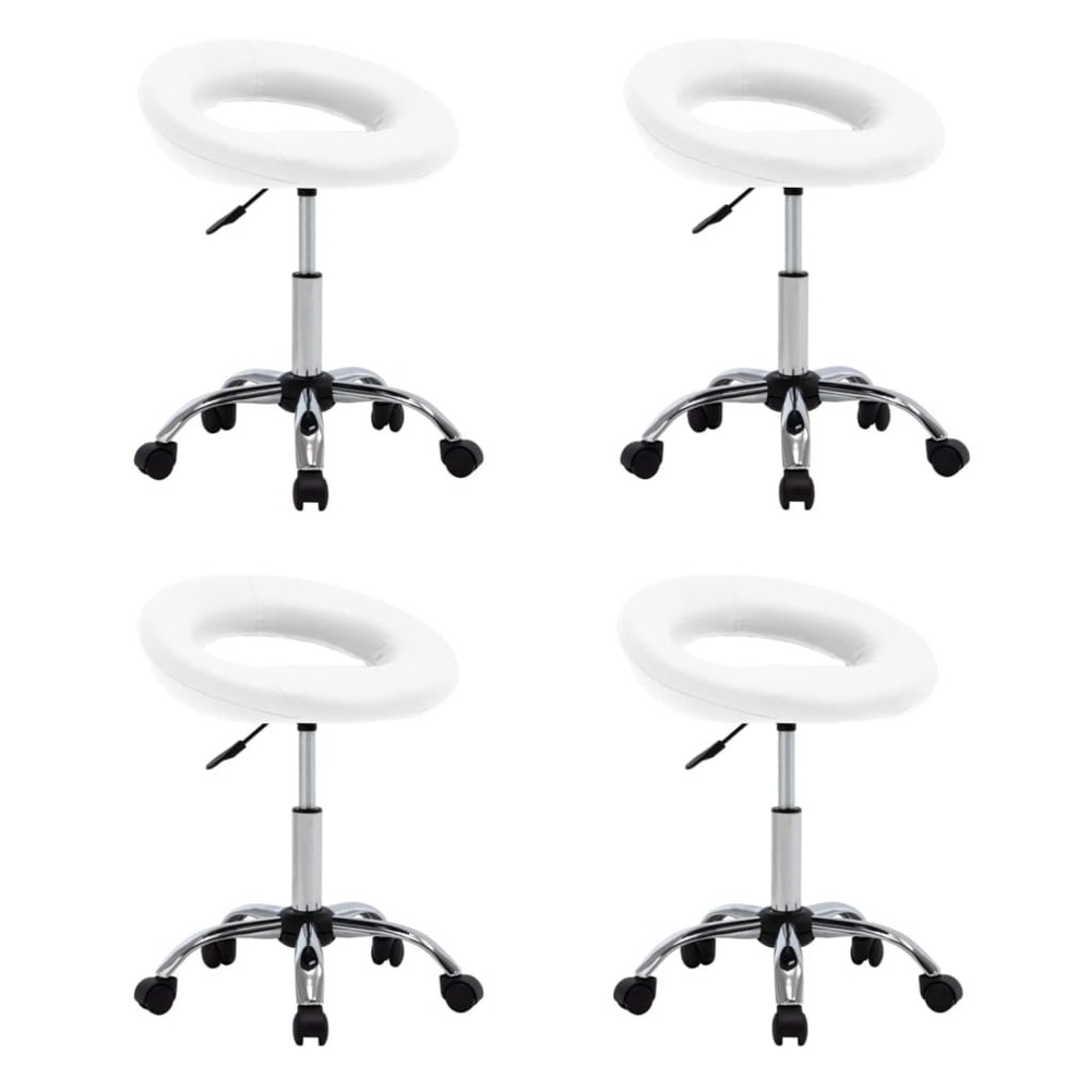 Chaises pivotantes de salle à manger 4 pcs blanc similicuir