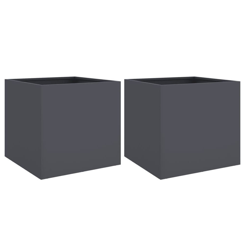 Jardinière d'extérieurs 2 pcs anthracite 49x47x46 cm acier