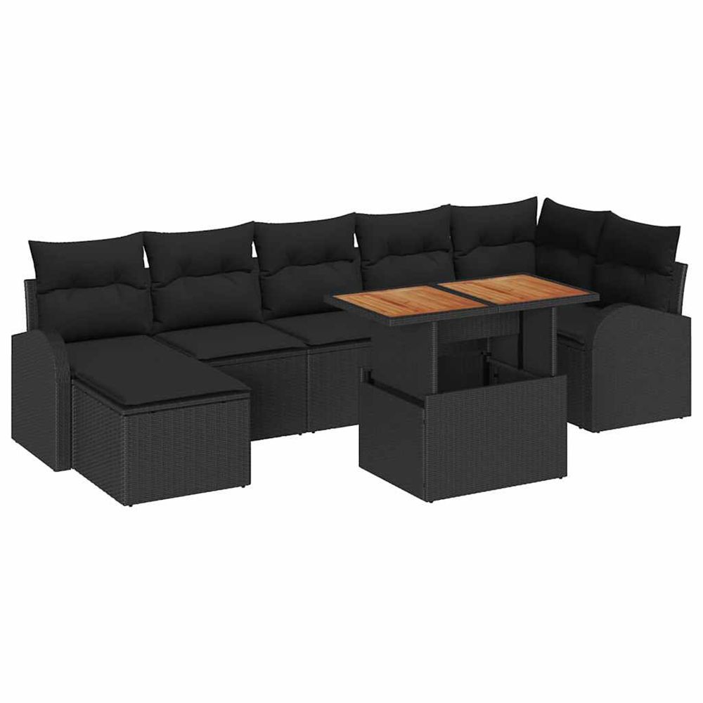 Ensemble de canapé de jardin 8 pc noir poly rotin