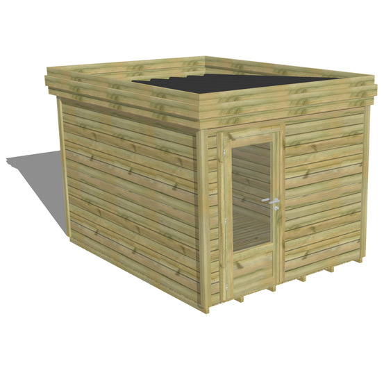 Abri de jardin bois pin traité autoclave 27mm - 2,64x3,44m / 9m2 - bac acier - plancher bois