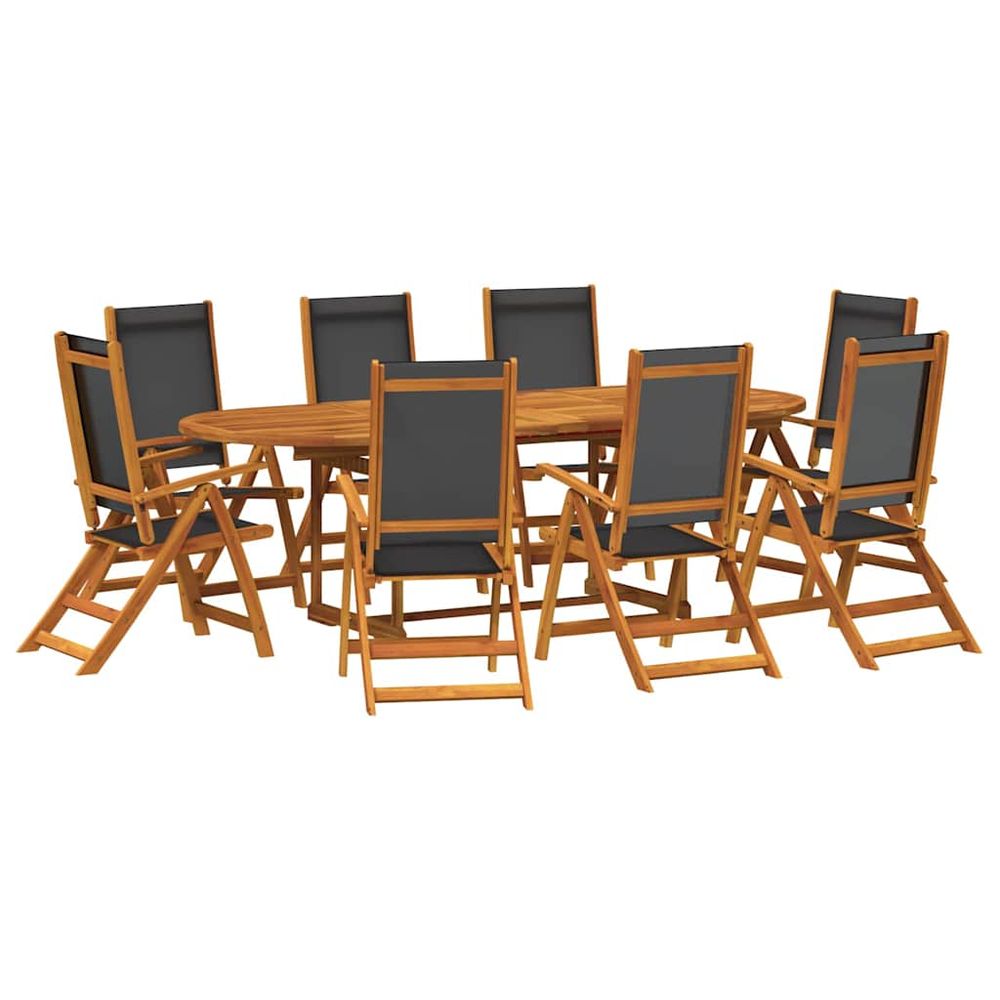Ensemble à manger de jardin 9pcs bois d'acacia solide textilène