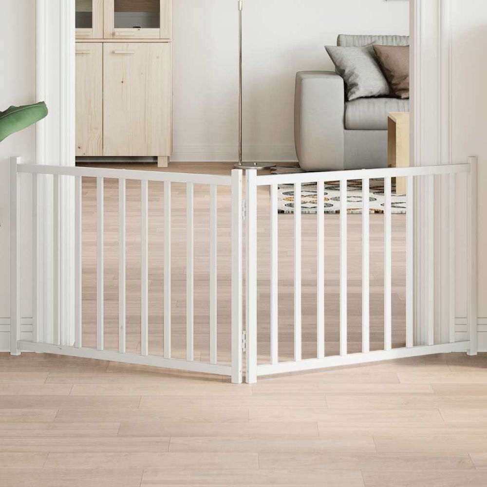 Barrière extensible chien bois 2 panneaux 160x60 cm blanc