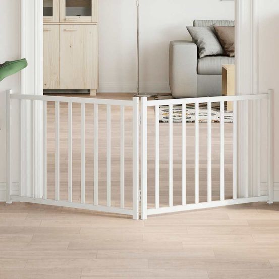 Barrière extensible chien bois 2 panneaux 160x60 cm blanc