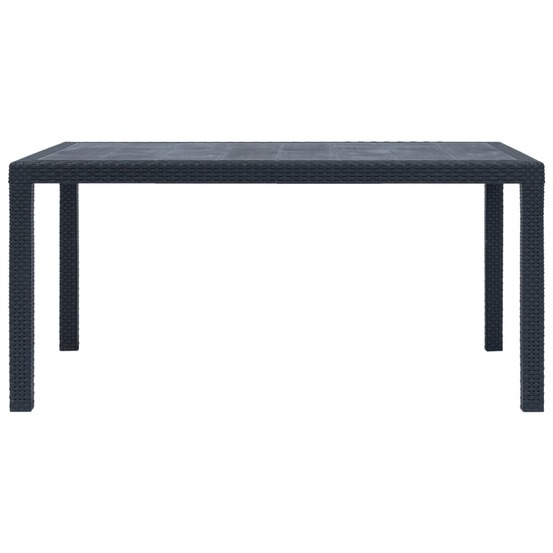 Table de jardin anthracite 150x90x72 cm plastique aspect rotin