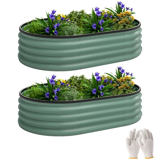 Lot 2 carrés potagers modulables acier galvanisé jardin bordure 135x90